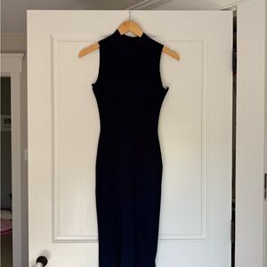 L'AGENCE Navy Sleeveless Midi Dress